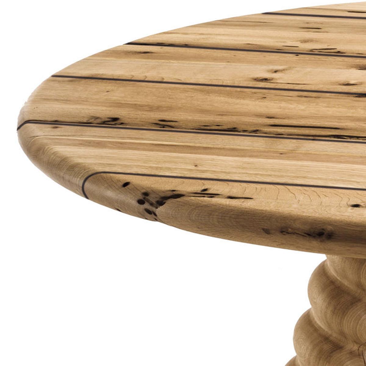 Fait main Table de salle à manger en spirale en chêne brut massif en vente