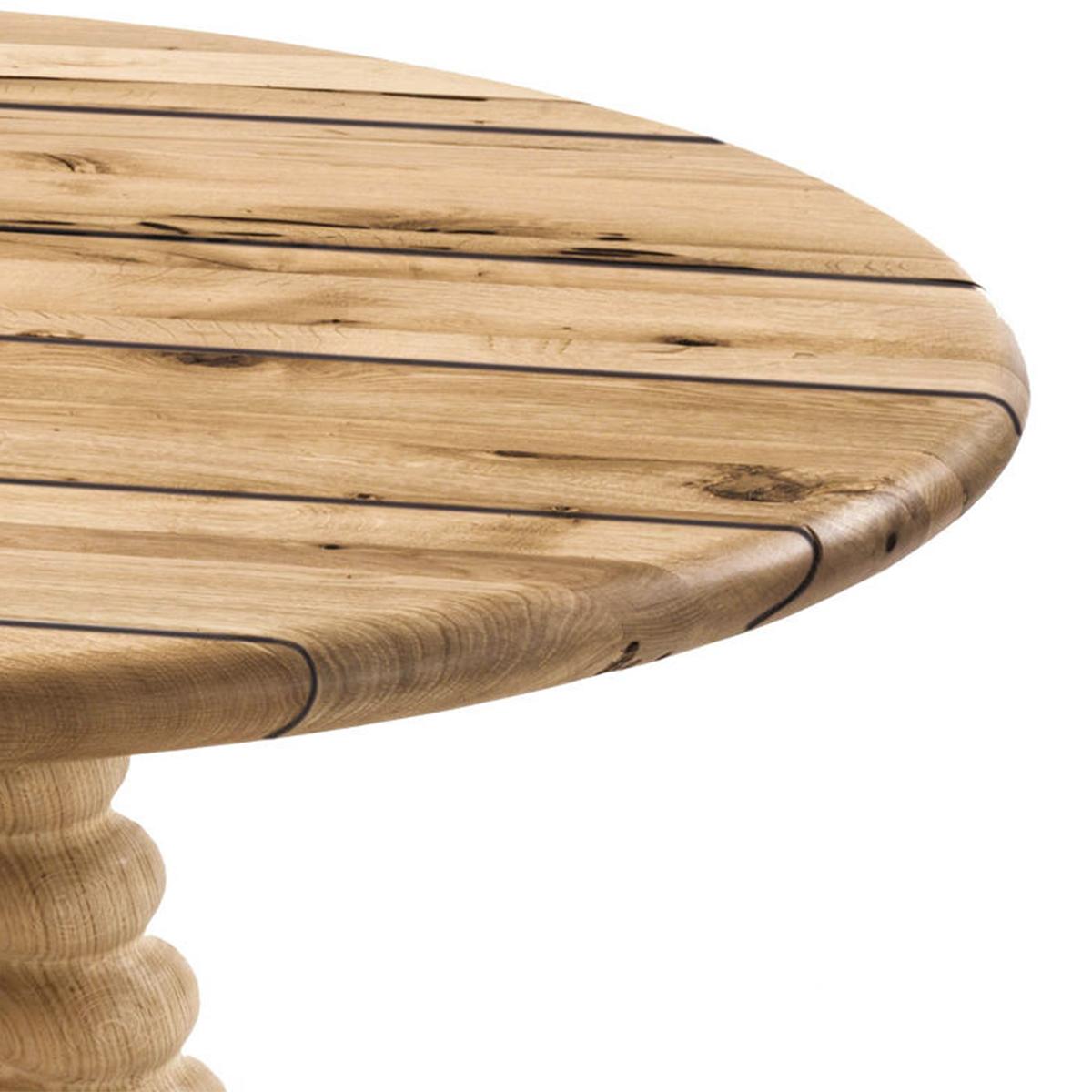 Chêne Table de salle à manger en spirale en chêne brut massif en vente