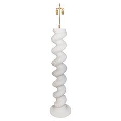 Spiraling Composition Floor Lamp with Brass Hardware