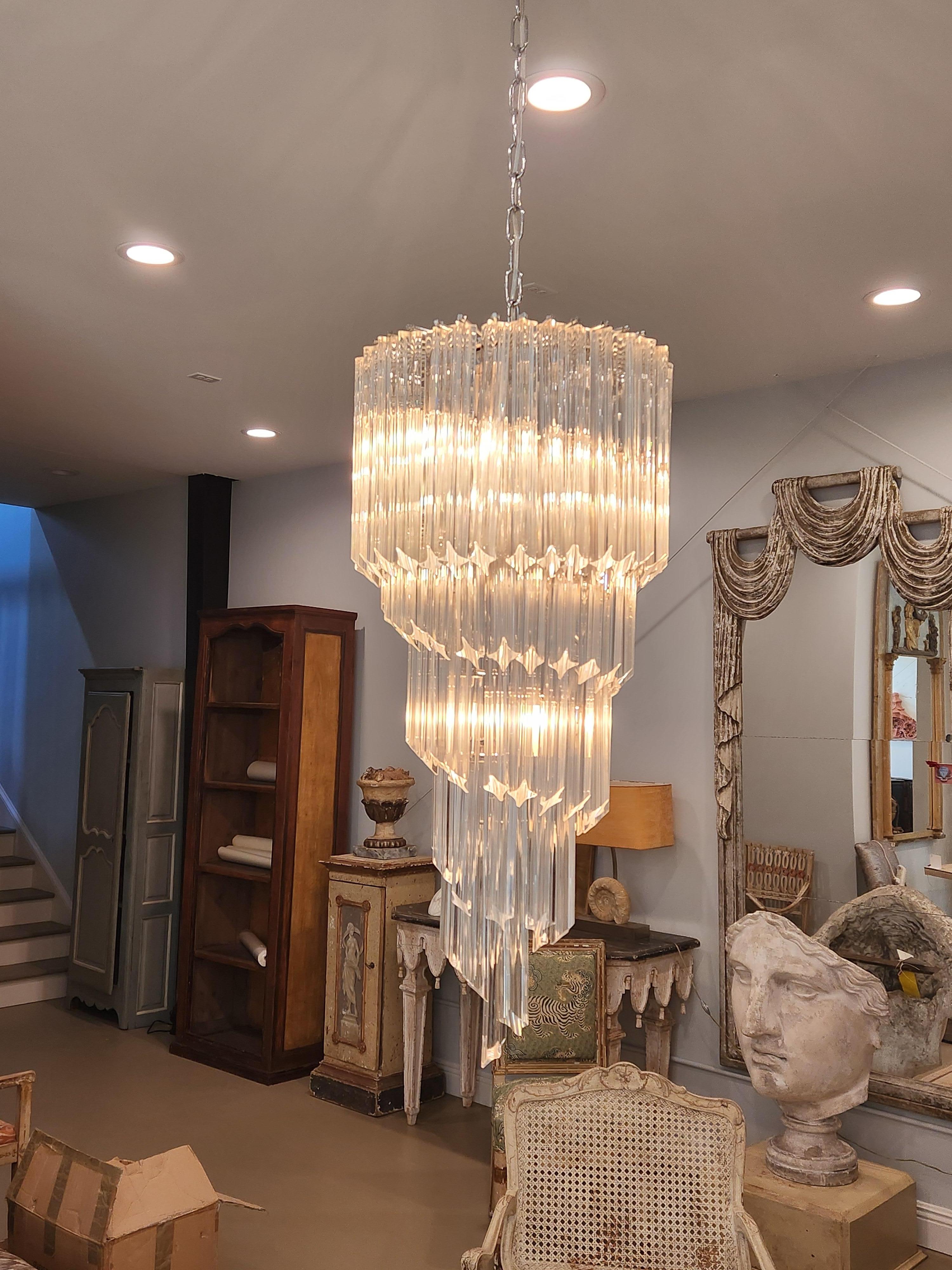 Mid-Century moderno Lampadario a spirale di Murano in vendita
