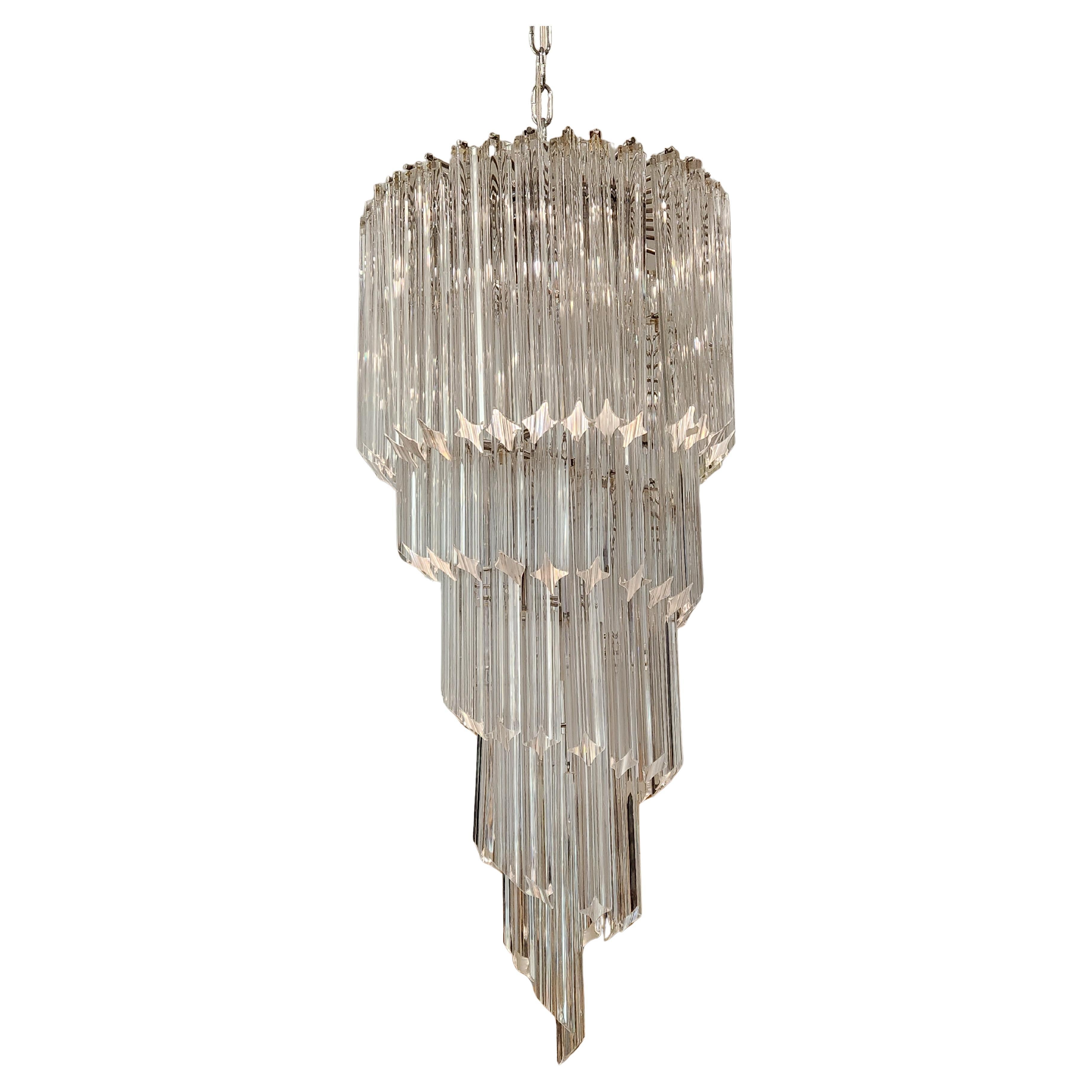 Spiraling Triedri Murano Chandelier