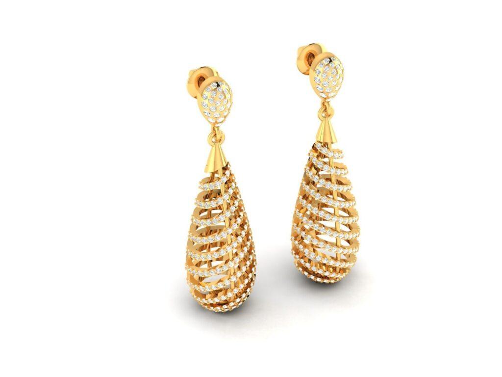 Modern Spiralle Diamond Earrings, 18k Gold, 5.6ct For Sale
