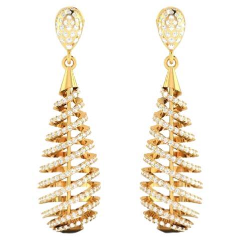 Spiralle Diamond Earrings, 18k Gold, 5.6ct For Sale