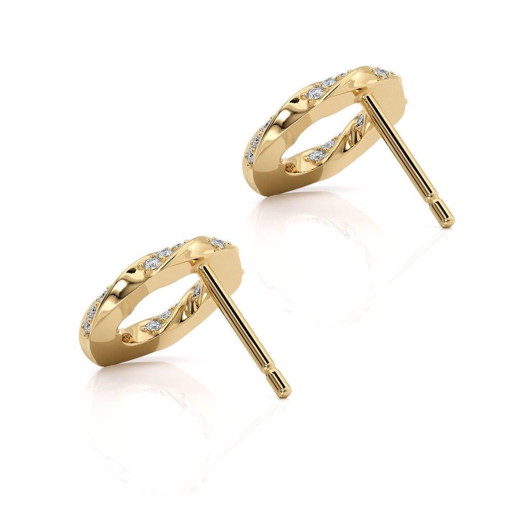 Modern Spiralle Stud Earrings, 18k Gold, 0.23ct For Sale