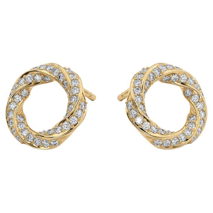 Spiralle Stud Earrings, 18k Gold, 0.23ct For Sale