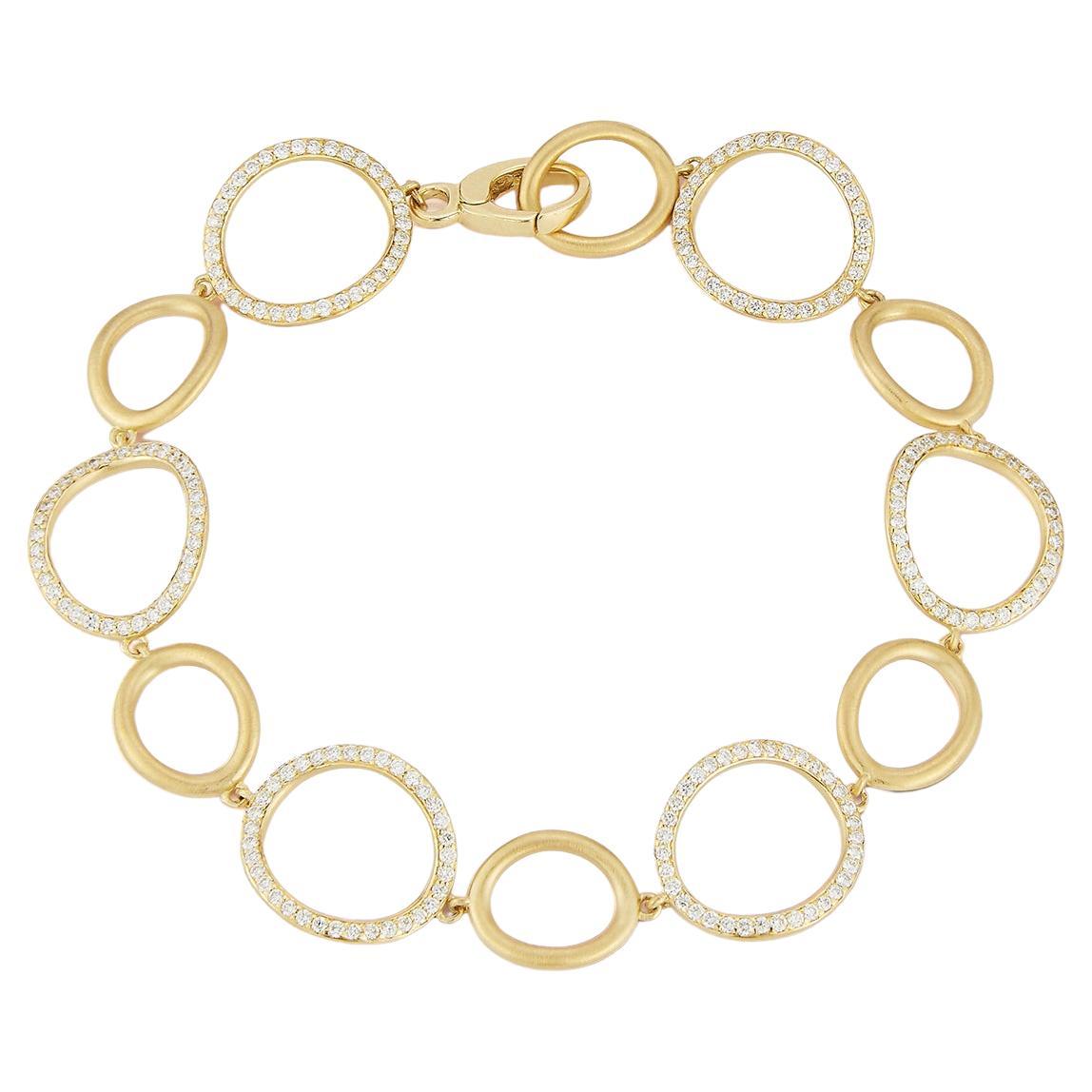 Carelle 18kt yellow gold Satin gold and Diamond Spiralli Bracelet For Sale