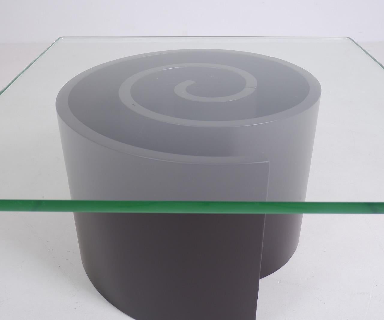 Mid-Century Modern Spiralling Wood and Glass Coffee Table, circa 1970 For Sale
