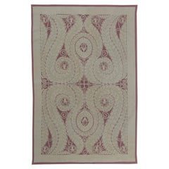 "Spiravine" Modern Art Nouveau Spiral Vine Taupe Flatweave Silk Rug