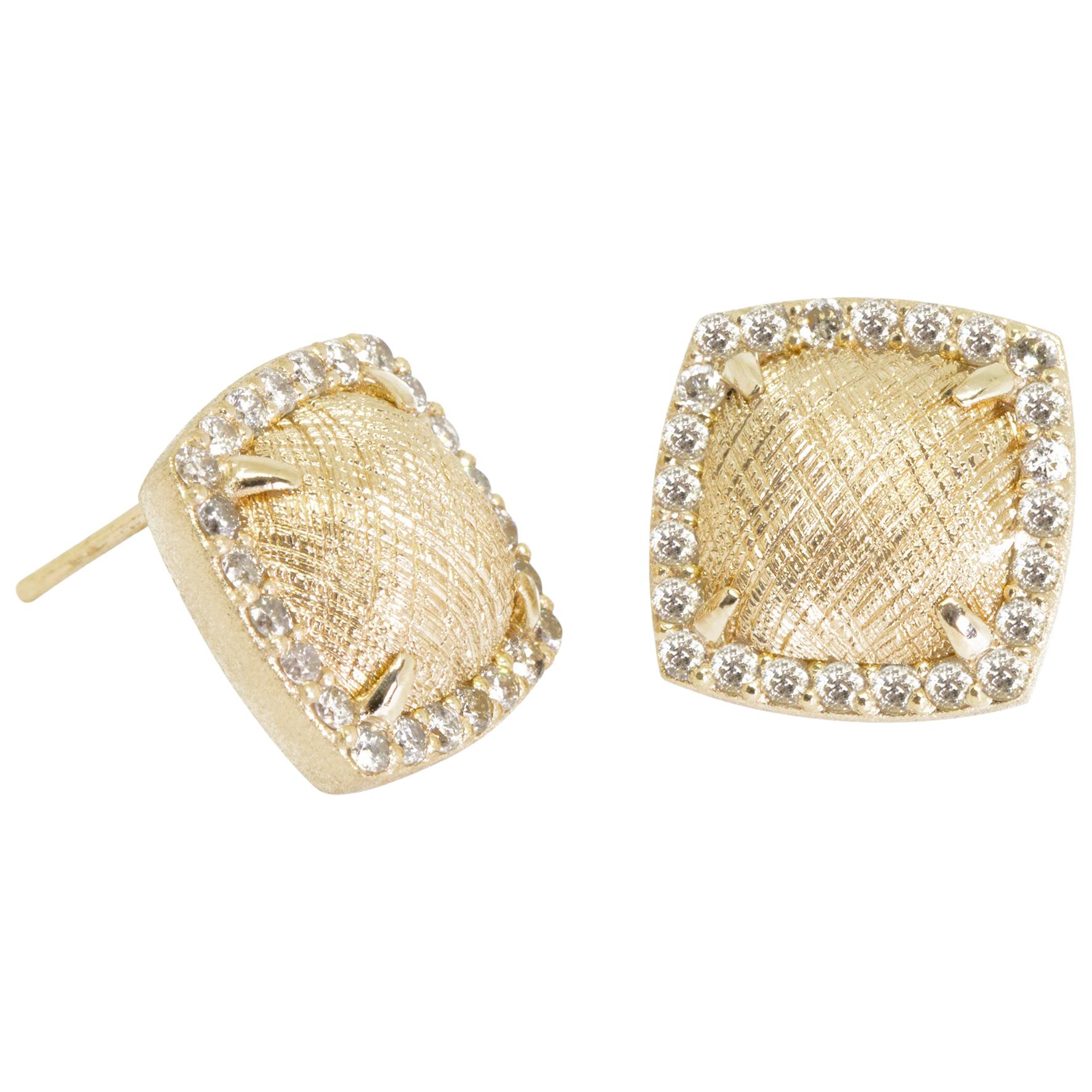 Spirit Lace Pave Diamond 18 Karat Gold Stud Earrings