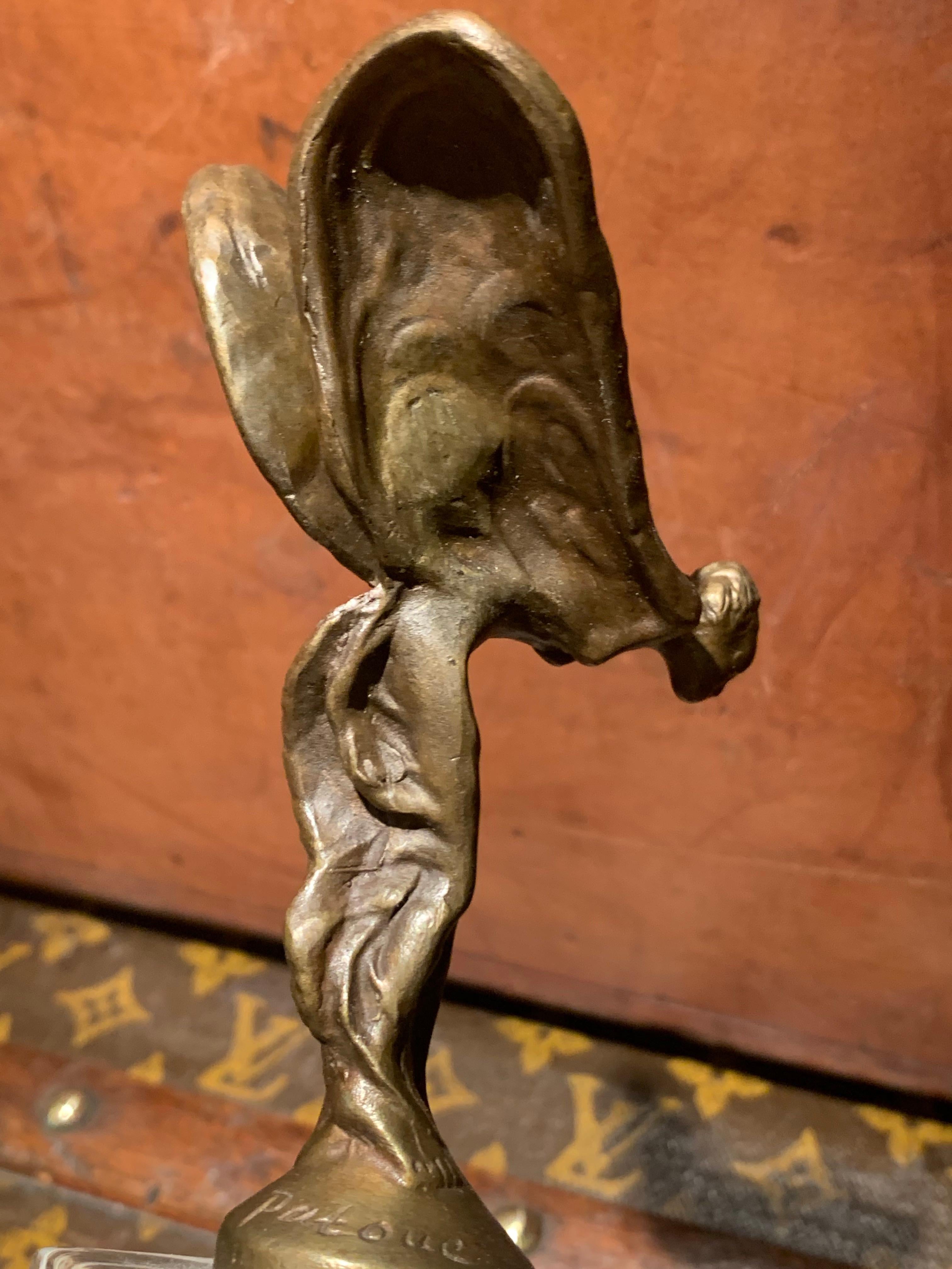 19th Century Spirit of Ecstasy (Bronze) on a Marble base For Sale