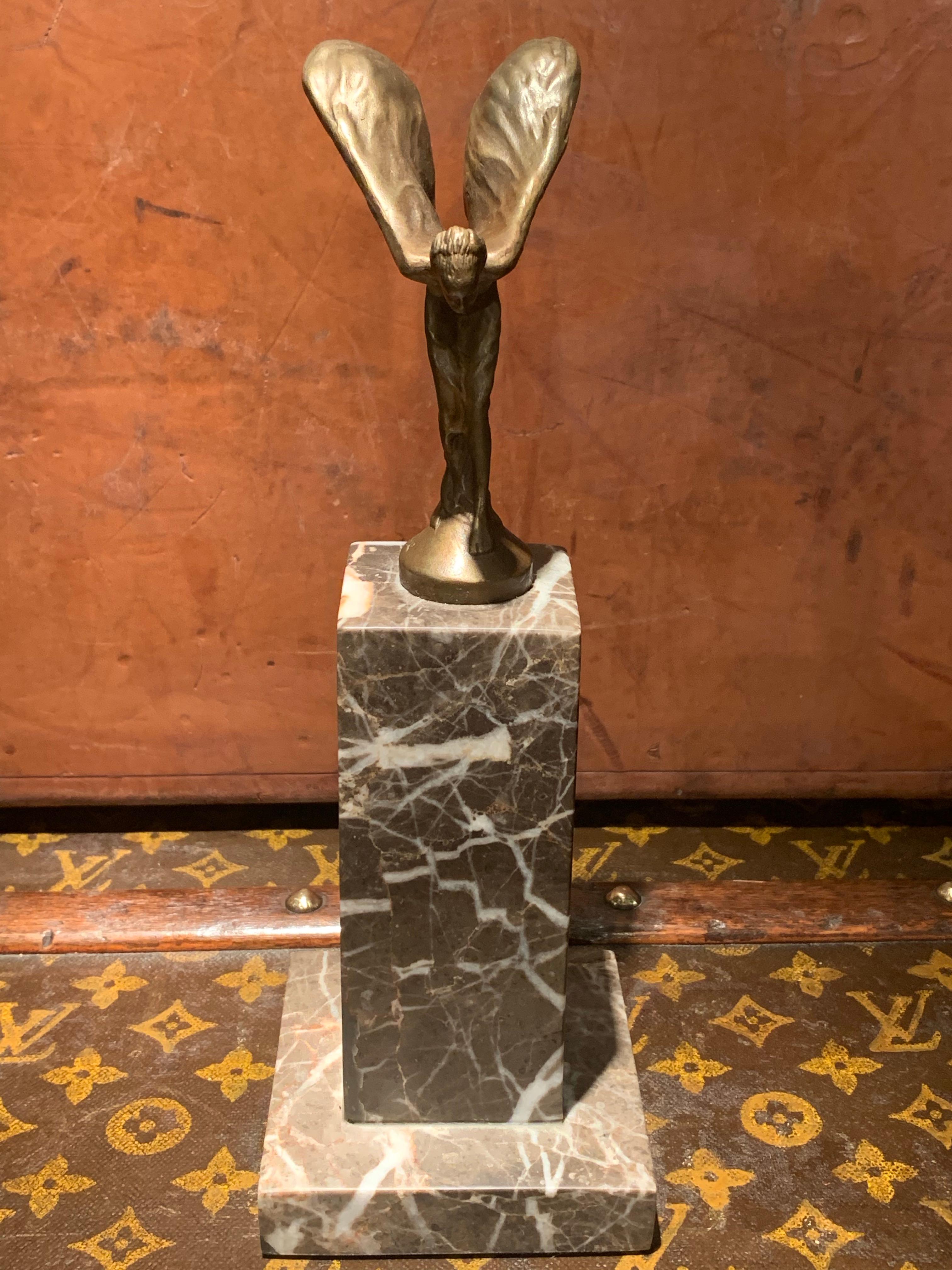 Spirit of Ecstasy (Bronze) on a Marble base For Sale 3