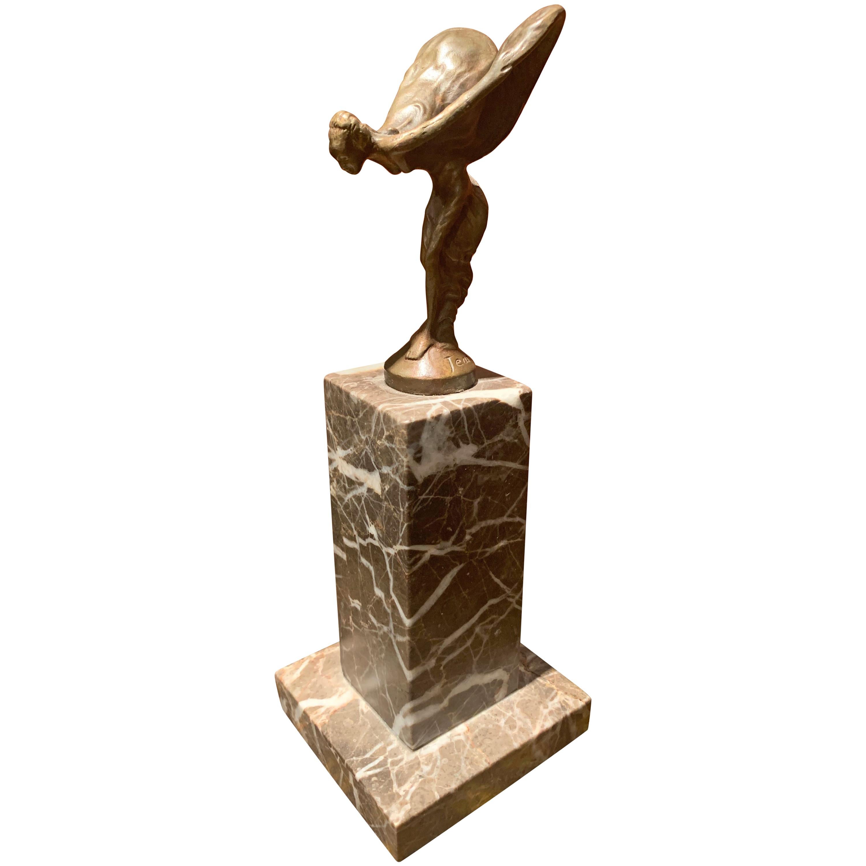 Spirit of Ecstasy (Bronze) on a Marble base For Sale