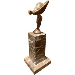 Antique Spirit of Ecstasy (Bronze) on a Marble base