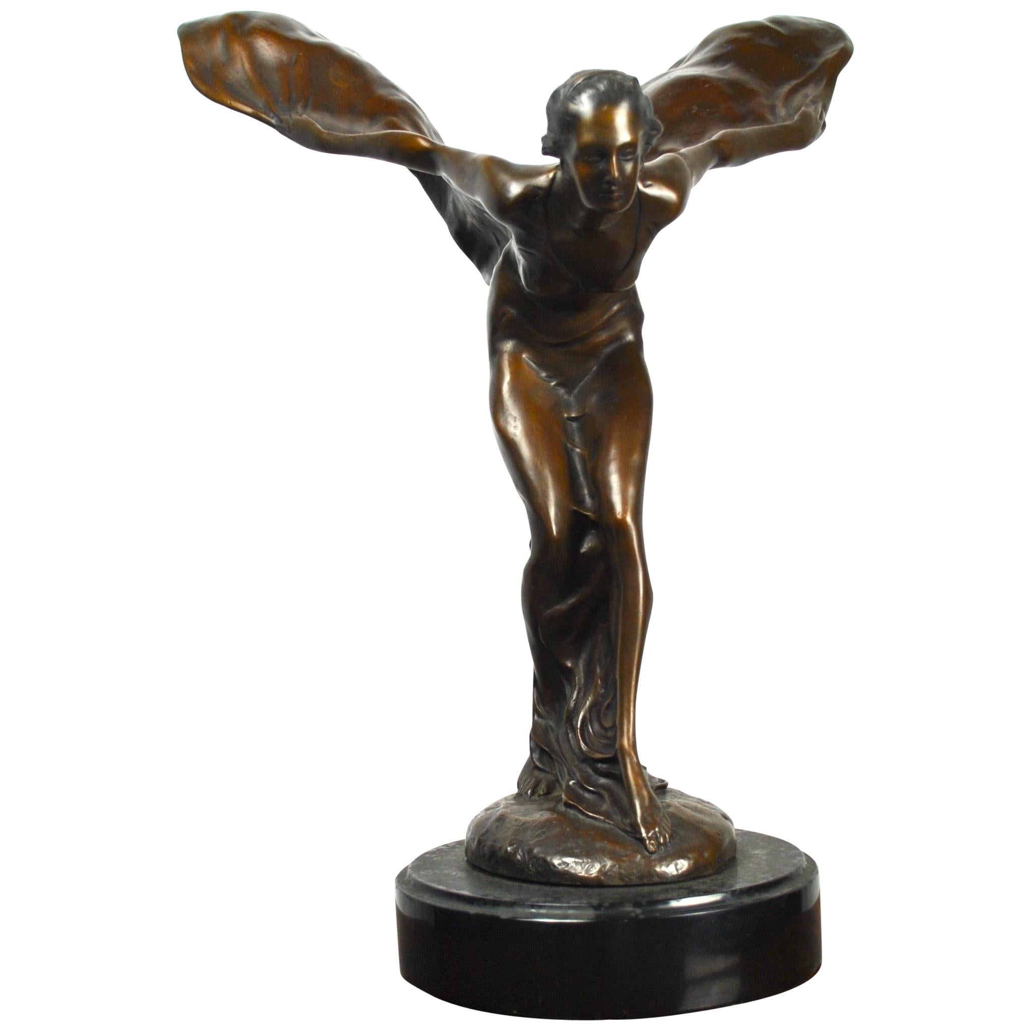 "Spirit of Ecstasy” Bronze Statue, Signed by Artist Charles Sykes, 1920s For Sale
