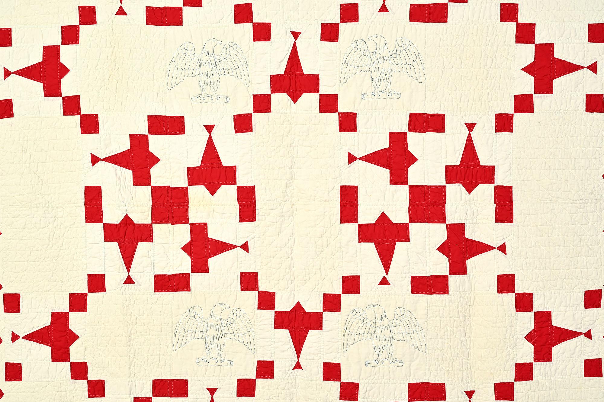 vintage red and white quilt