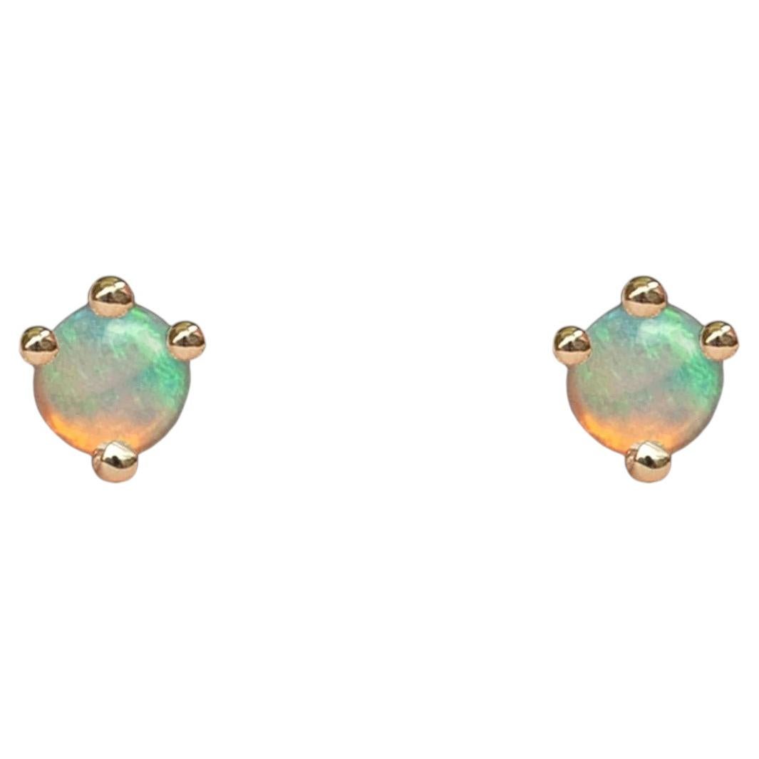 Spirit Opal Stud Earrings in 14K Gold by Anastassia Sel Jewelry
