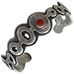 Spirit Pond bracelet Italian Red Coral Melanie Yazzie silver bangle Navajo