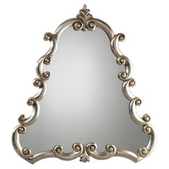 Miroir mural Spirit de style Renaissance en bois à feuilles d'argent par Spini Firenze