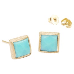 Spirit Turquoise Gold 18 Karat Stud Earrings