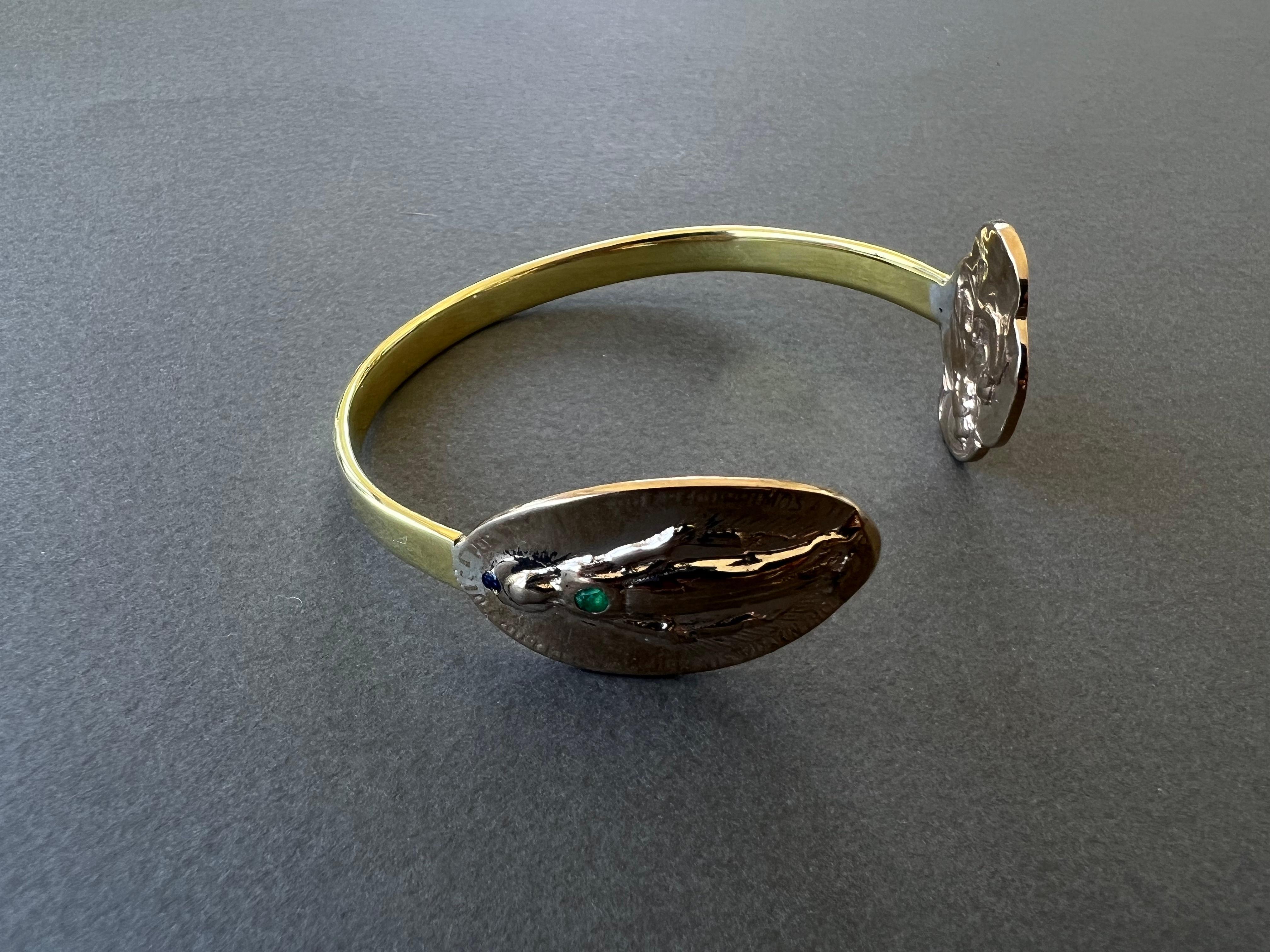 Spiritual Armreif Armband Manschette Armband Manschette Smaragd Jungfrau Maria Medaillons Symbol Faith Healing im Angebot 2