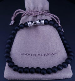 Spiritual Beads Bracelet Sterling Silver with Black Beads, 6mm
