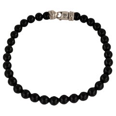 Bracelet de perles spirituelles en argent sterling avec perles noires, 6 mm