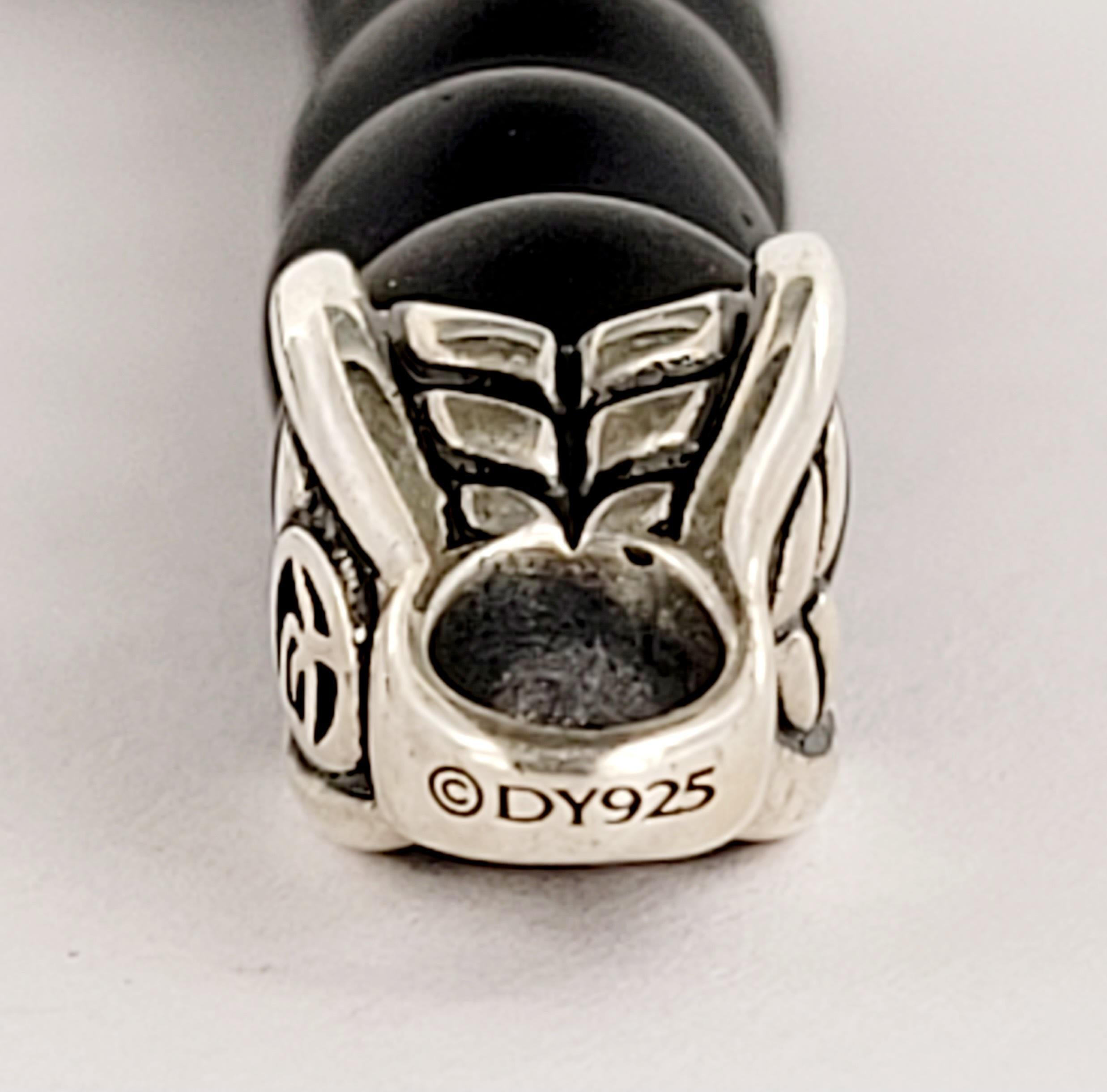 Bracelet de perles spirituelles en argent sterling avec onyx noir et diamant noir pavé Neuf à New York, NY