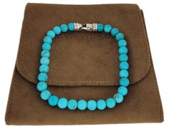 Spiritual Beads Bracelet Sterling Silver with Turquoise, 6mm