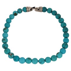 Spiritual Beads Bracelet Sterling Silver with Turquoise, 6mm