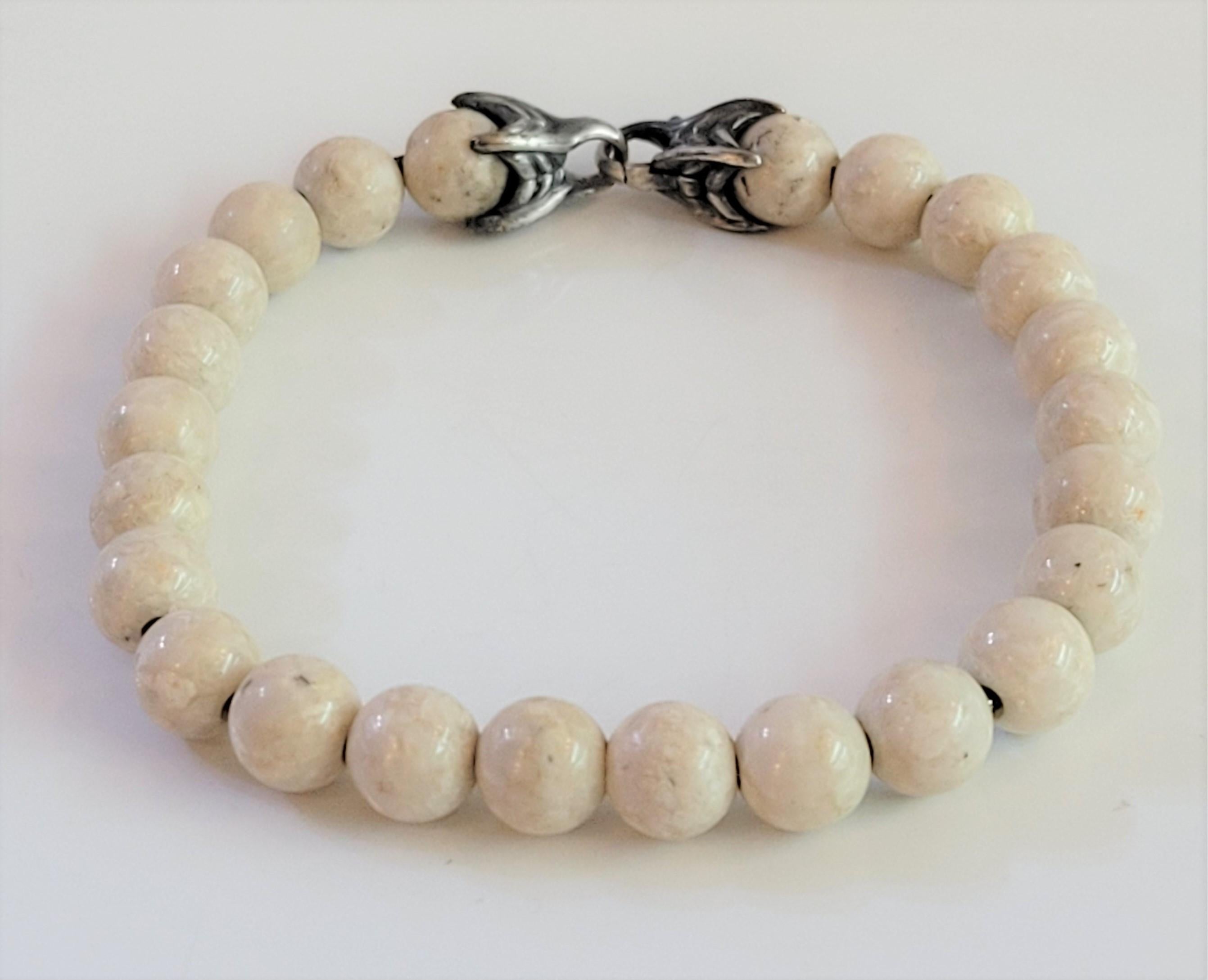 Spiritual Beads Collection for Men Spiritual Beads Bracelet Sterling Silver 8mm In New Condition In New York, NY