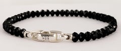 Spiritual Beads Bracciale sfaccettato in argento sterling con spinello nero, 5 mm