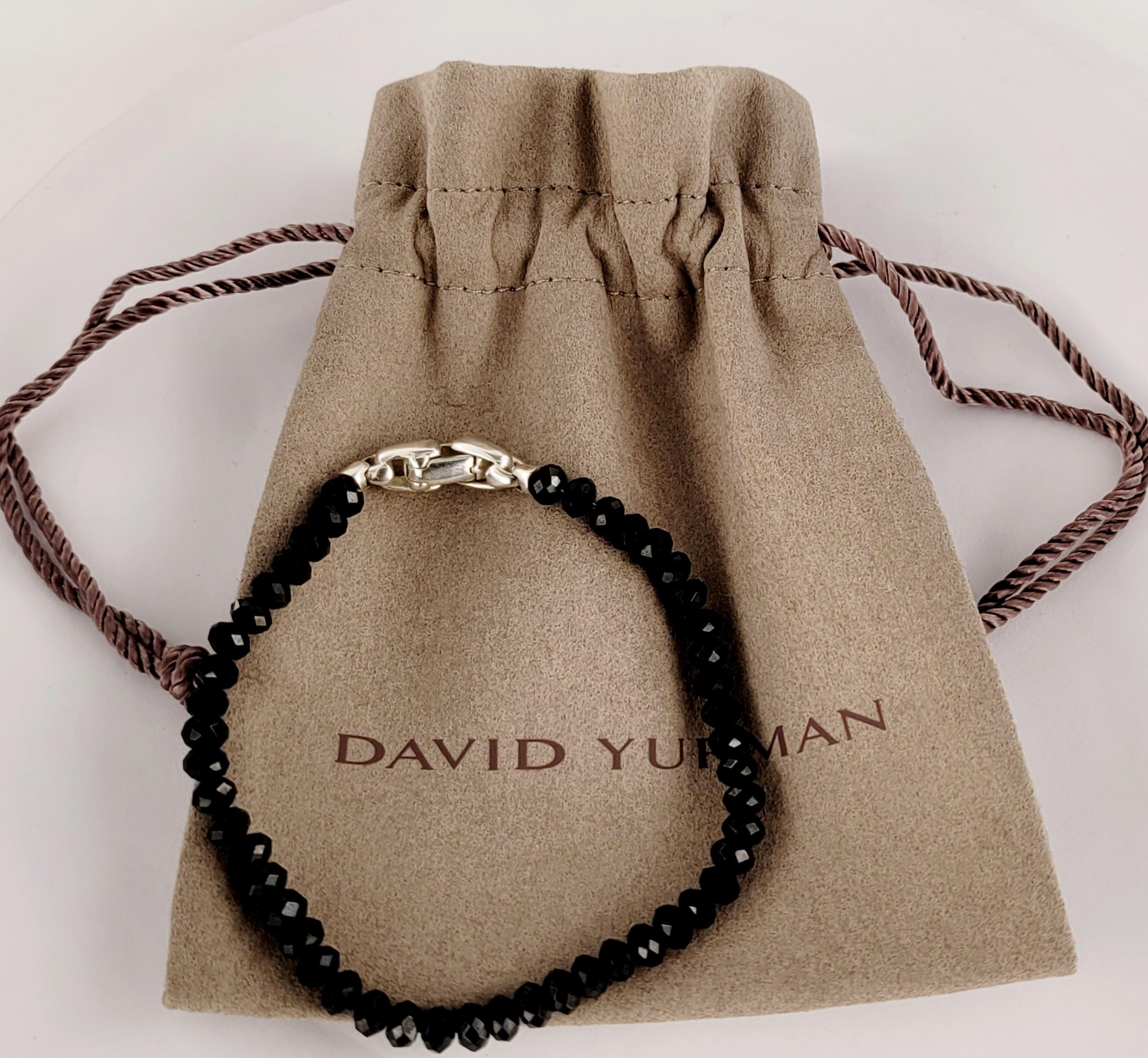 Spiritual Perlen Facettiertes Armband aus Sterlingsilber mit schwarzem Spinell, 5 mm im Zustand „Neu“ im Angebot in New York, NY