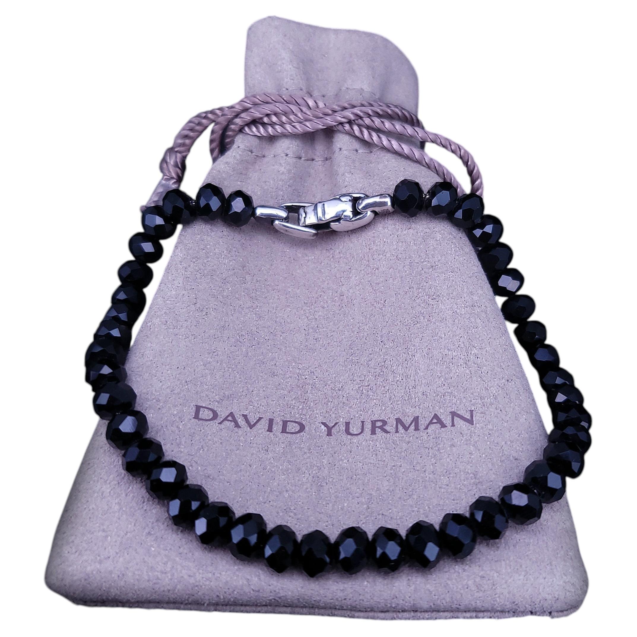Spiritual Beads Faceted Bracelet Sterling Silver with Black Spinel, 5mm
