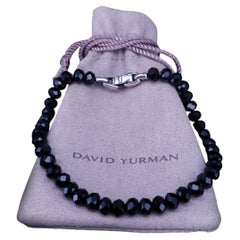 Spiritual Beads Faceted Bracelet Sterling Silver with Black Spinel, 5mm
