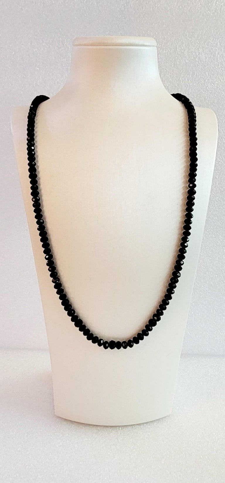 Spiritual Beads Necklace Sterling Silver with Black Spinel, 5mm