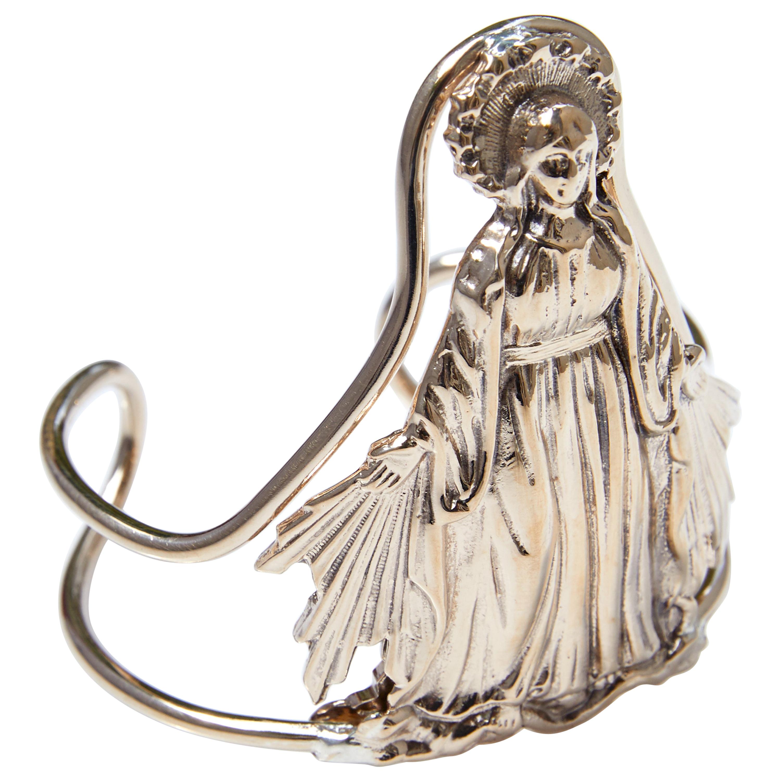 Spiritual Cuff Bangle Bracelet Virgin Mary Bronze J Dauphin For Sale