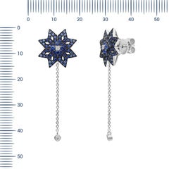 Joyería Espiritual Pendientes Colgantes Estrella Zafiro Azul Diamante Blanco Oro Blanco