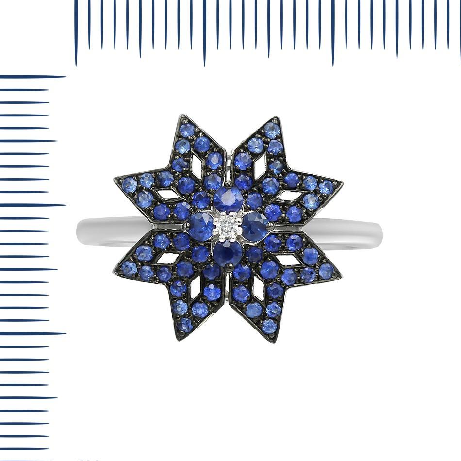 Boucles d'oreilles pendantes en or blanc avec saphir bleu étoilé et diamant blanc, bijou spirituel Neuf - En vente à Montreux, CH