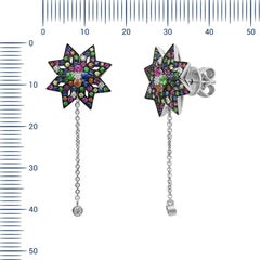 Spiritual Jewellery Star Yellow Orange Pink Sapphire Diamond White Gold Earrings