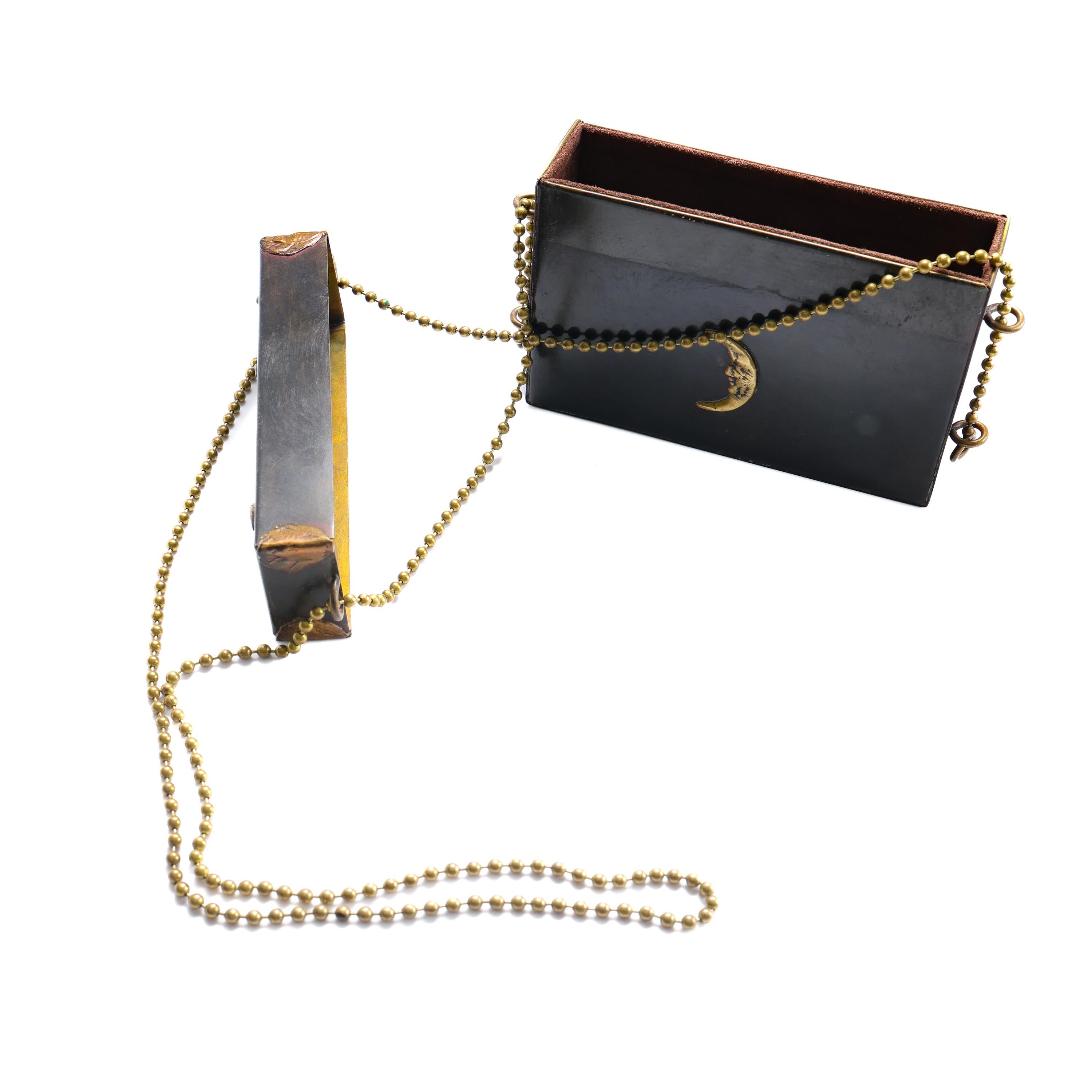 Spiritualist Movement Occult Tarot Card Reader Caddy Black Steel, Bronze, Lined en vente 4