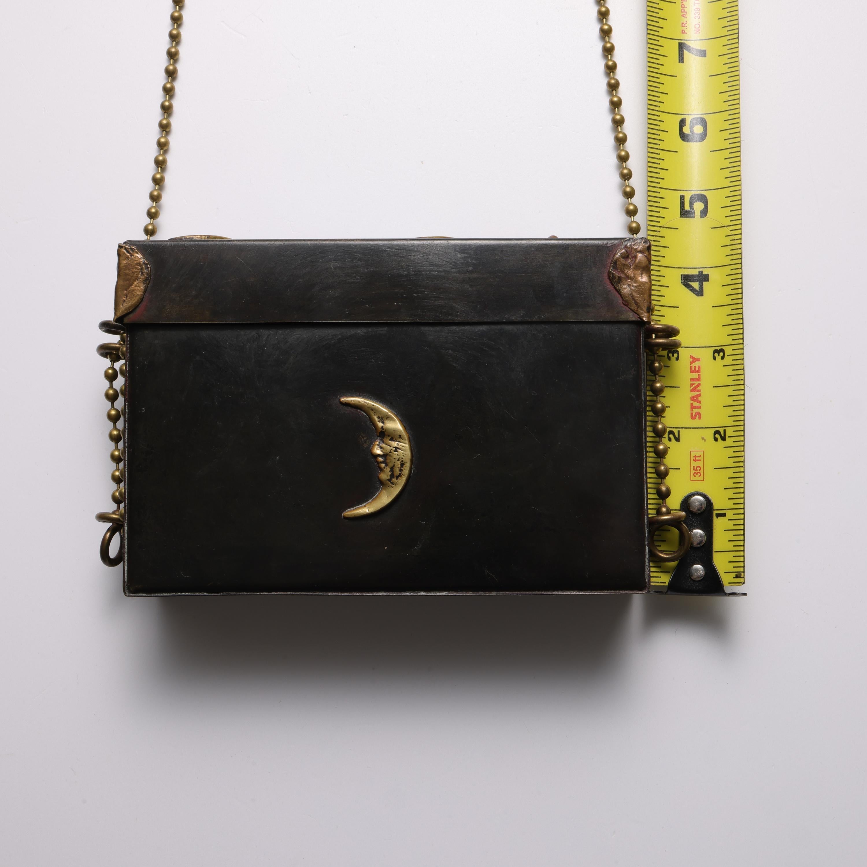 Spiritualist Movement Occult Tarot Card Reader Caddy Black Steel, Bronze, Lined en vente 7