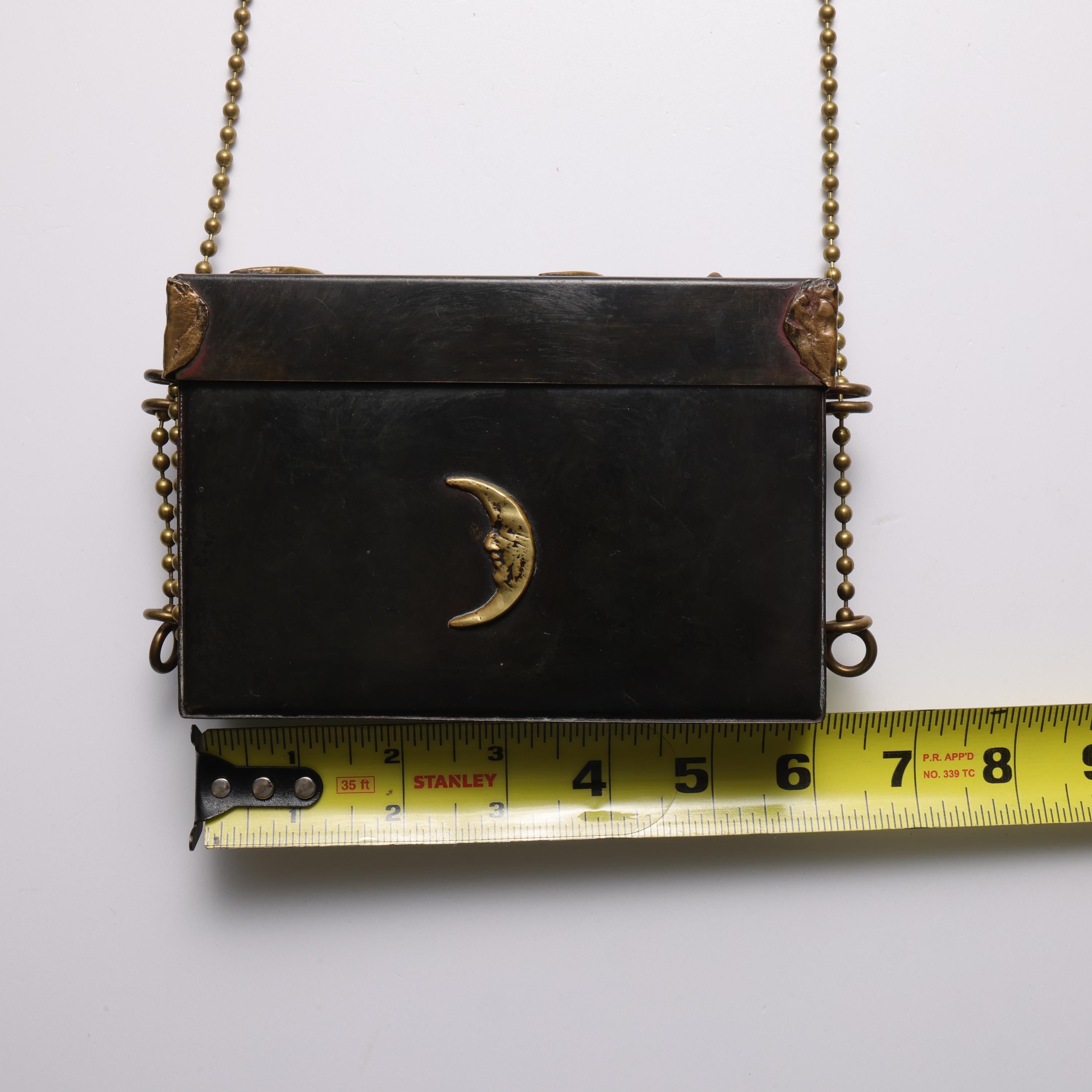 Spiritualist Movement Occult Tarot Card Reader Caddy Black Steel, Bronze, Lined en vente 8
