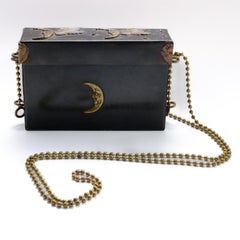 Spiritualist Movement Occult Tarot Card Reader Caddy Black Steel, Bronze, Lined