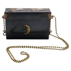 Spiritualist Movement Occult Tarot Card Reader Caddy Black Steel, Bronze, Lined