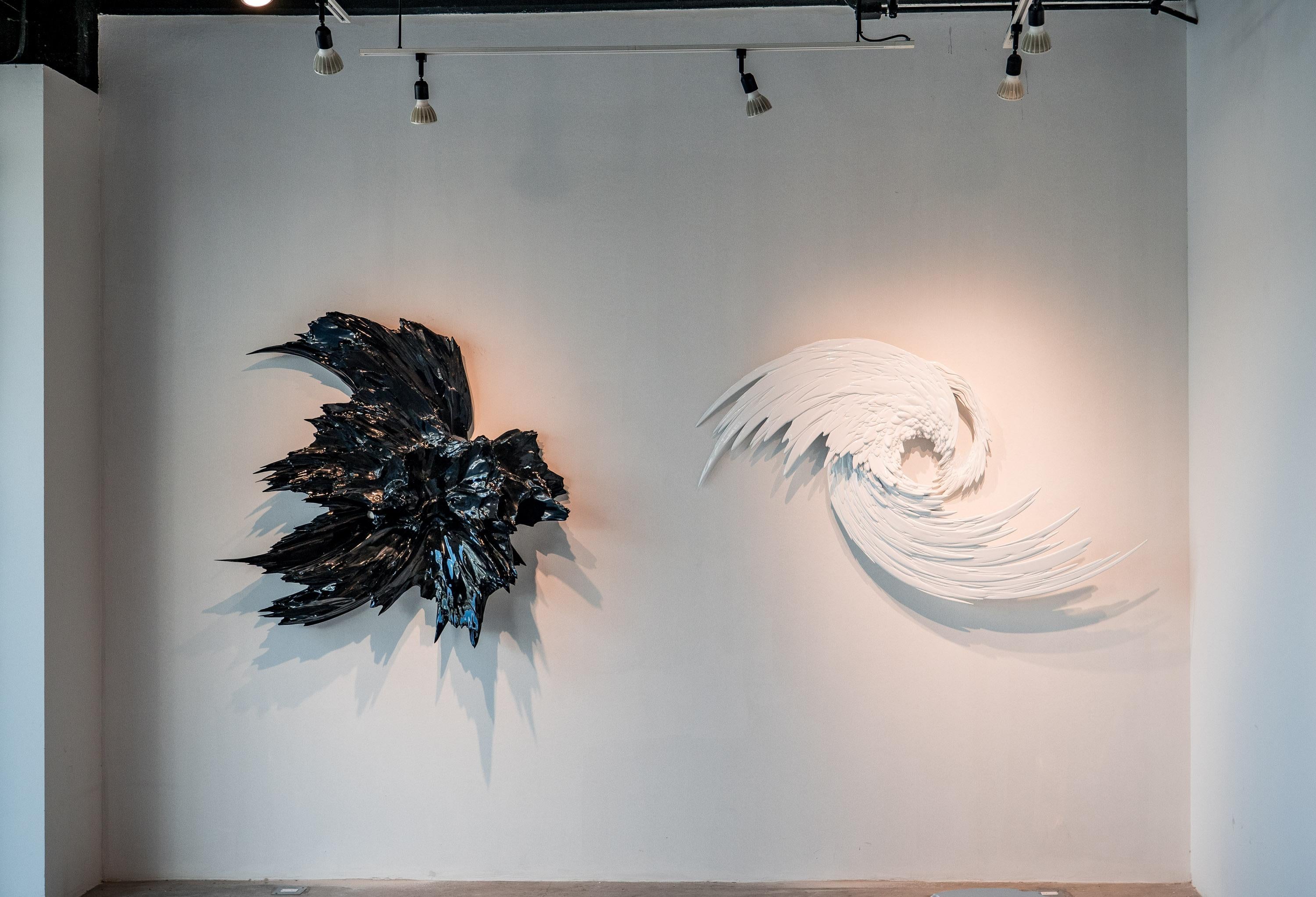 Peint à la main Panneau mural Spiritus Blanc brillant en vente