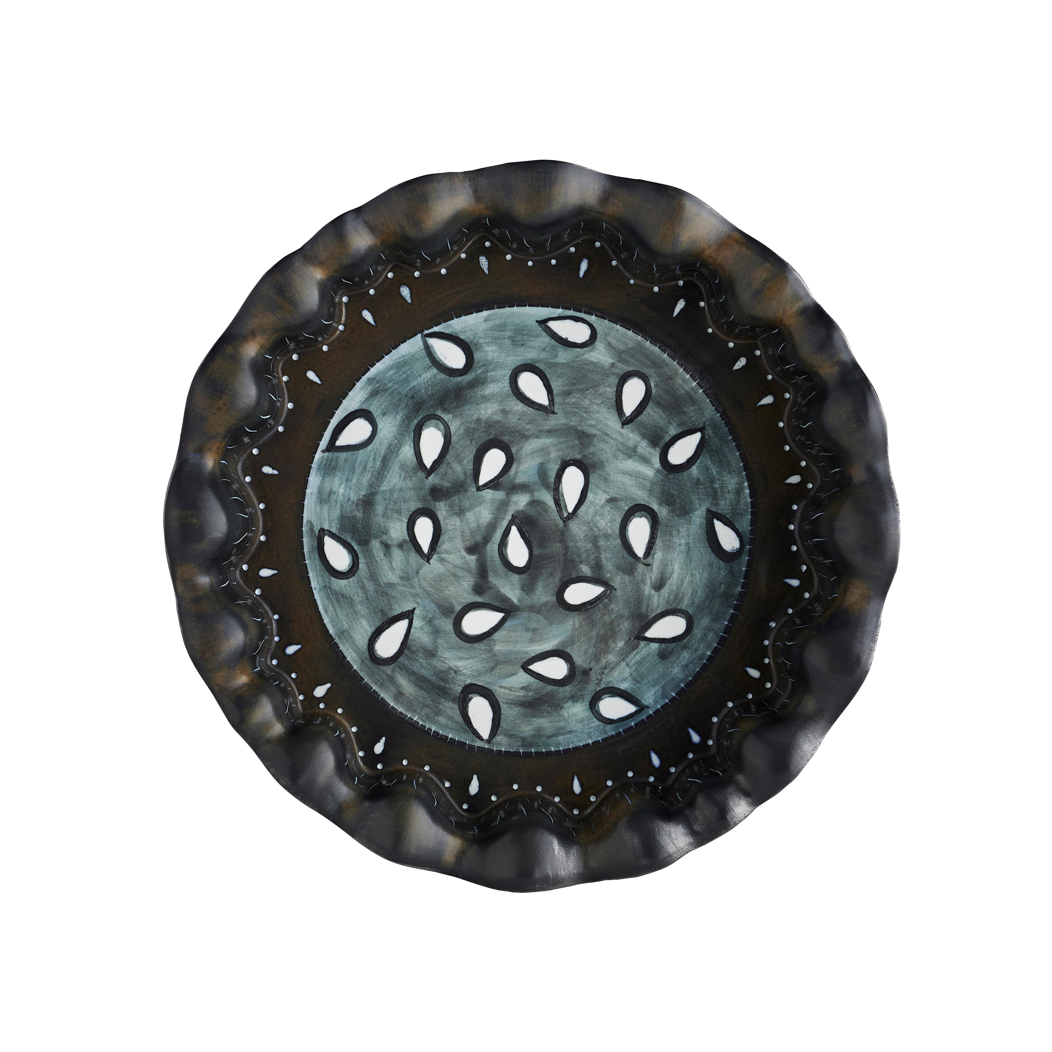 Européen Centre de table Spirograph - Centre de table en porcelaine émaillée sculptée et peinte à la main en vente