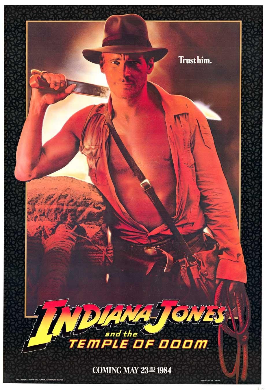 Spiros Angelikas Figurative Print - Original pre-release 'Indiana Jones and the Temple of Doom' vintage poster