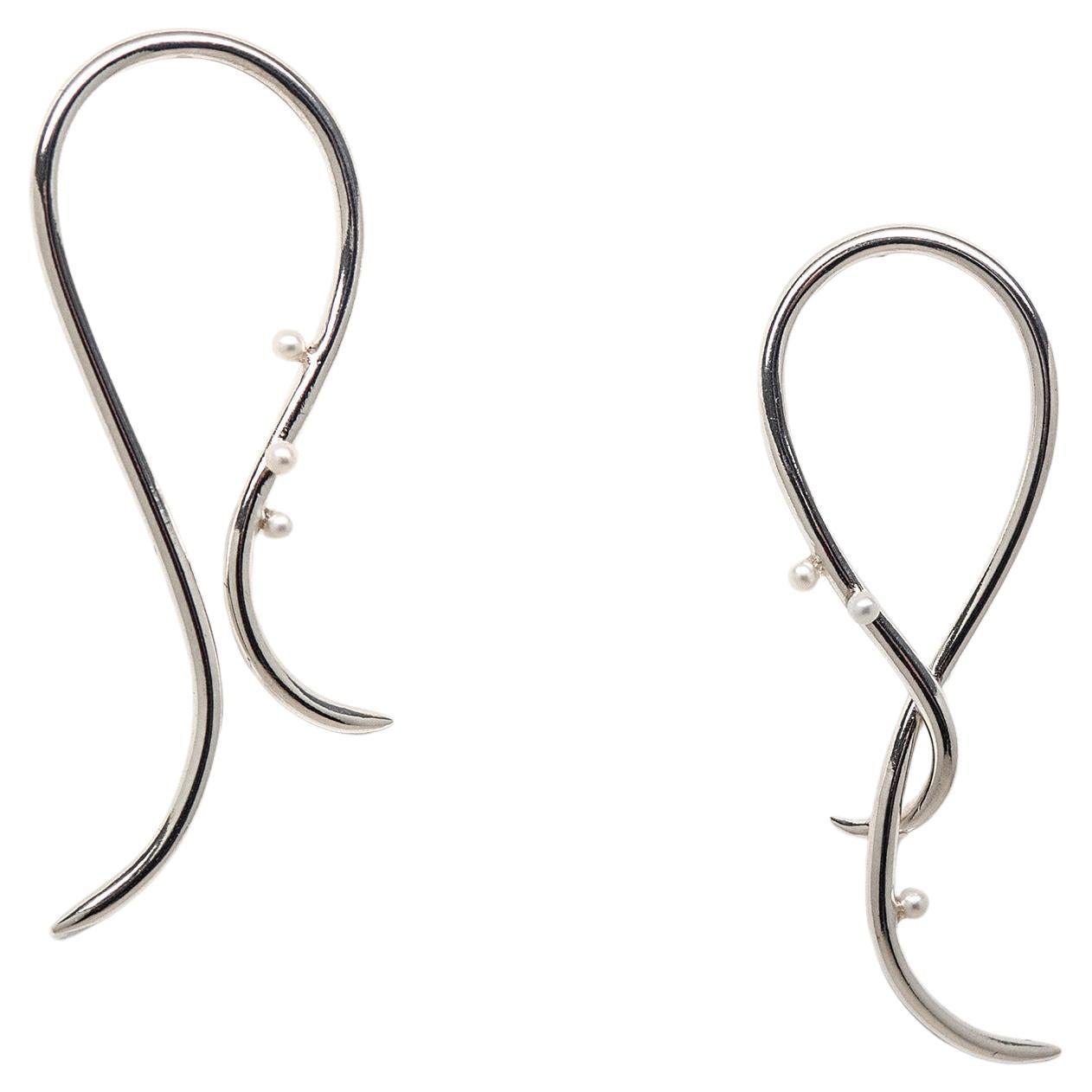 Spirosoma Sterling Silver Pearl Earrings by TIN HAUS