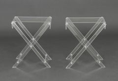 Spisani Italian Clear Acrylic Folding Tables, Pair
