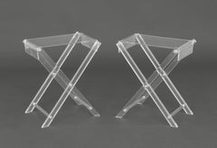 Spisani Italian Clear Acrylic Folding Tables, Pair